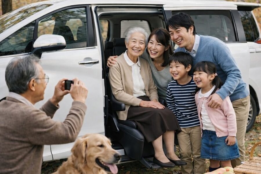 福祉車輌で行楽へ出かけるイメージ
